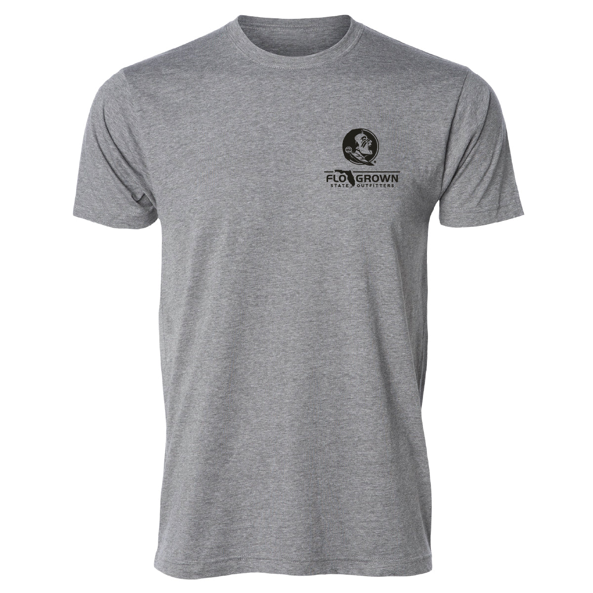 Front view with the FSU and FloGrown logos on the left chest.