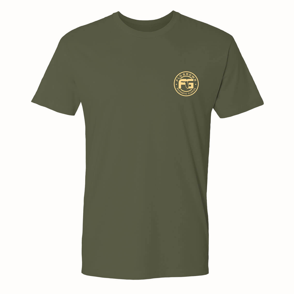 Front view with the circle FloGrown logo on the left chest