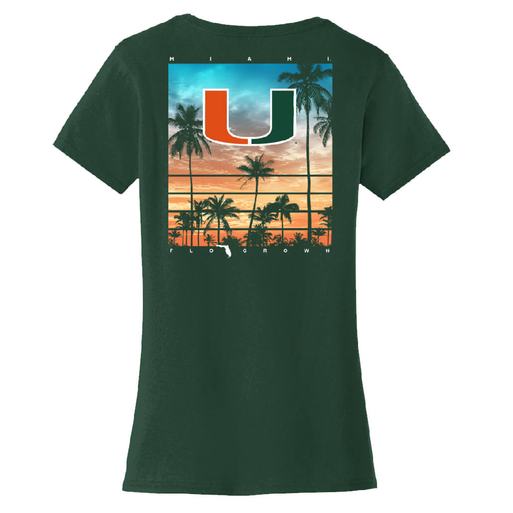 Miami Hurricanes Sunset Poster Womens Tee