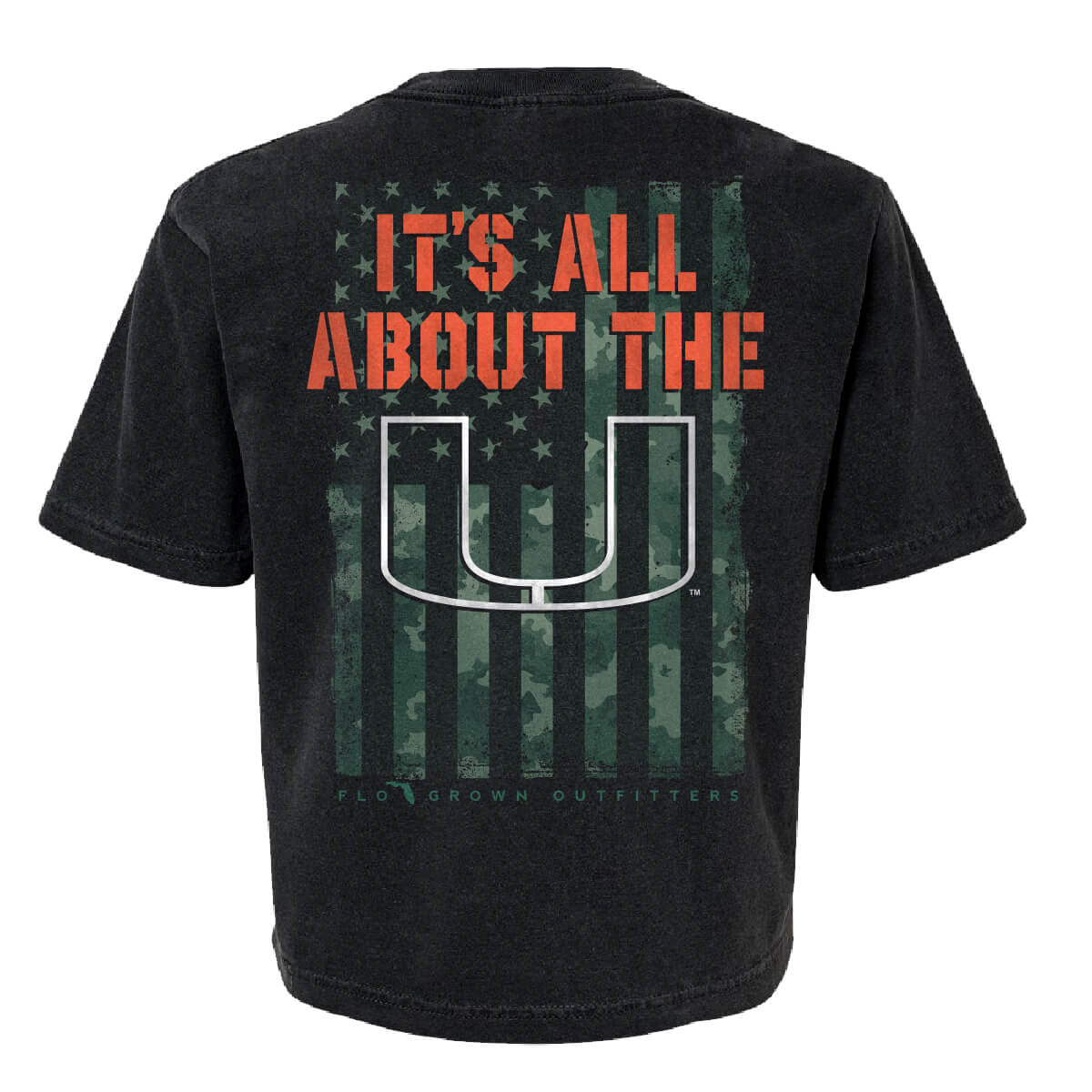 Miami Hurricanes Team Camo Flag Womens Tee