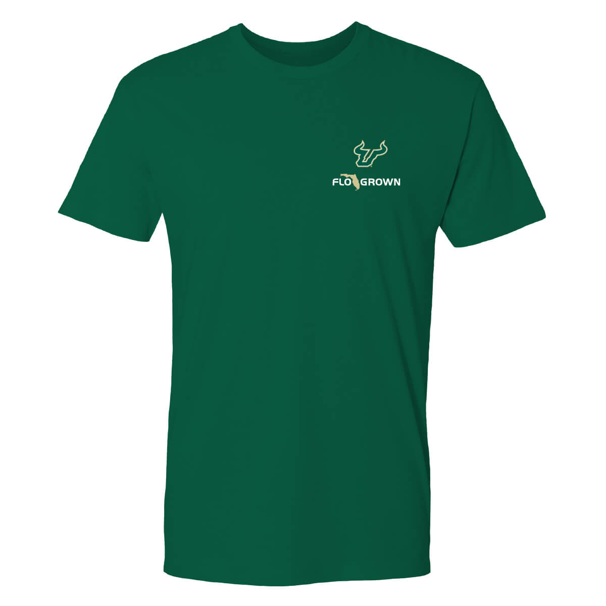 Front view with the USF and FloGrown logos on the left chest.