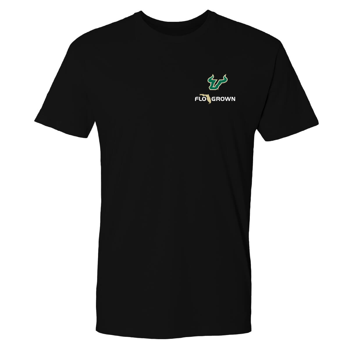 Front view with the USF and FloGrown logos on the left chest.