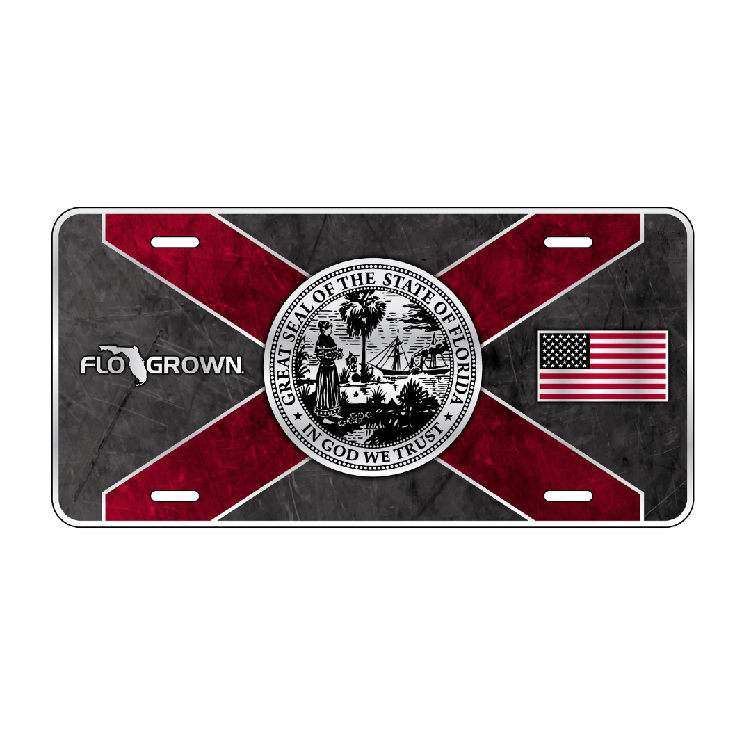 Red Lines License Plate