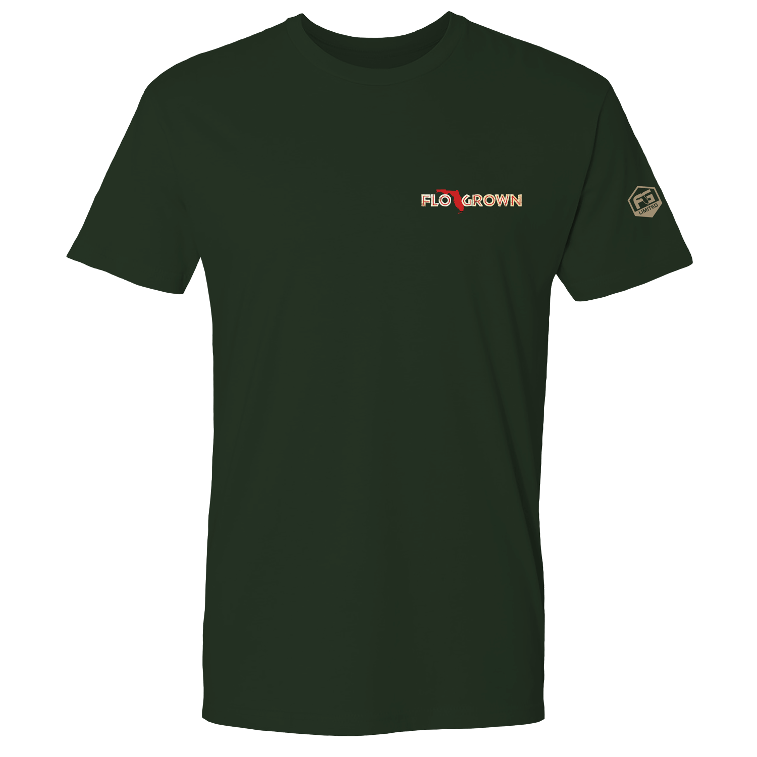 Front view with the FloGrown logo on left chest.