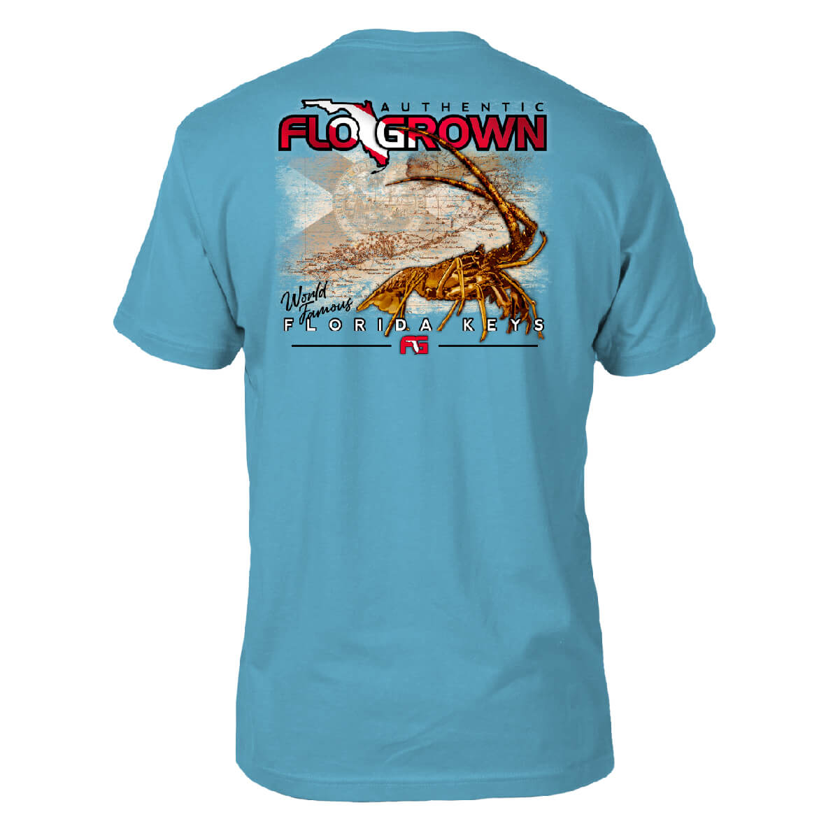 Spiny Lobster on Weathered Map Tee - Back