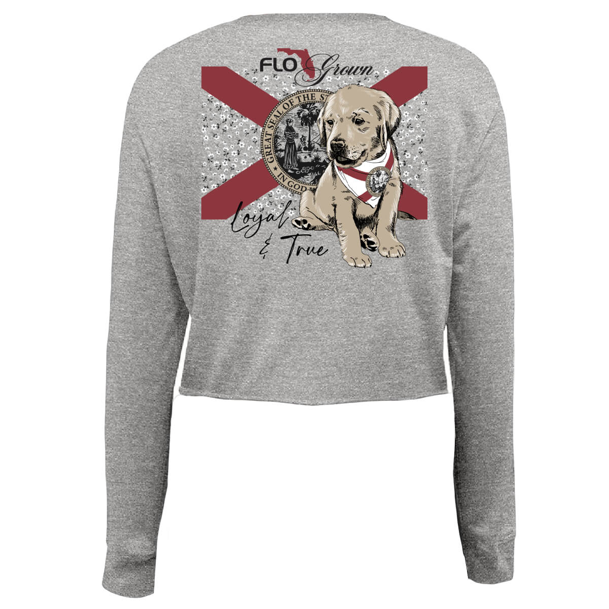 Puppy Flag Long Sleeve Crop Top - Back