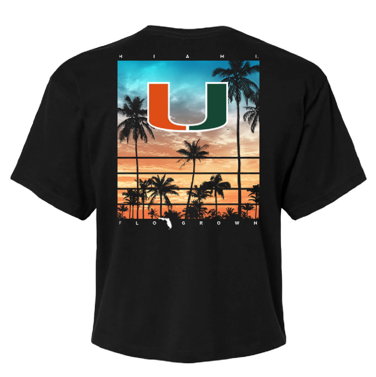 Miami Hurricanes Sunset Poster Crop Top - Back